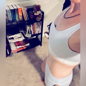 PINK 2 piece bathing suit in baby blue